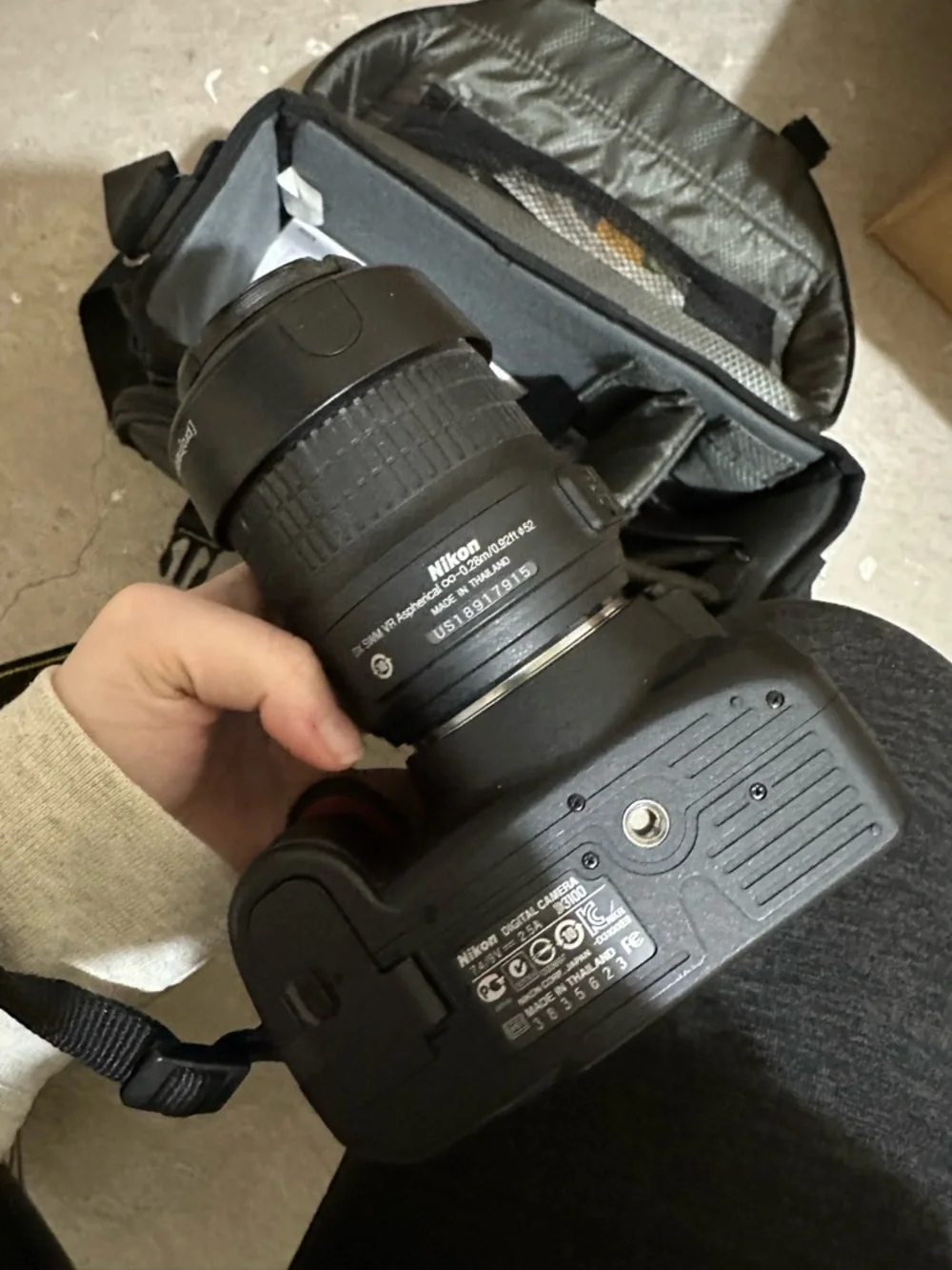Nikon D3100 DSLR Camera Kit in Black and Yellow-Accented Strap